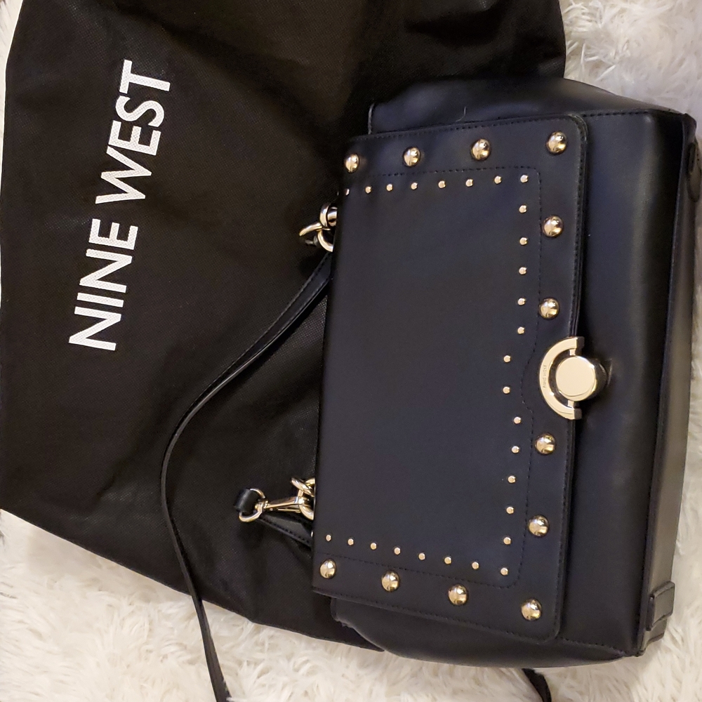 NWOT Nine West Black Bag with Gold Accents